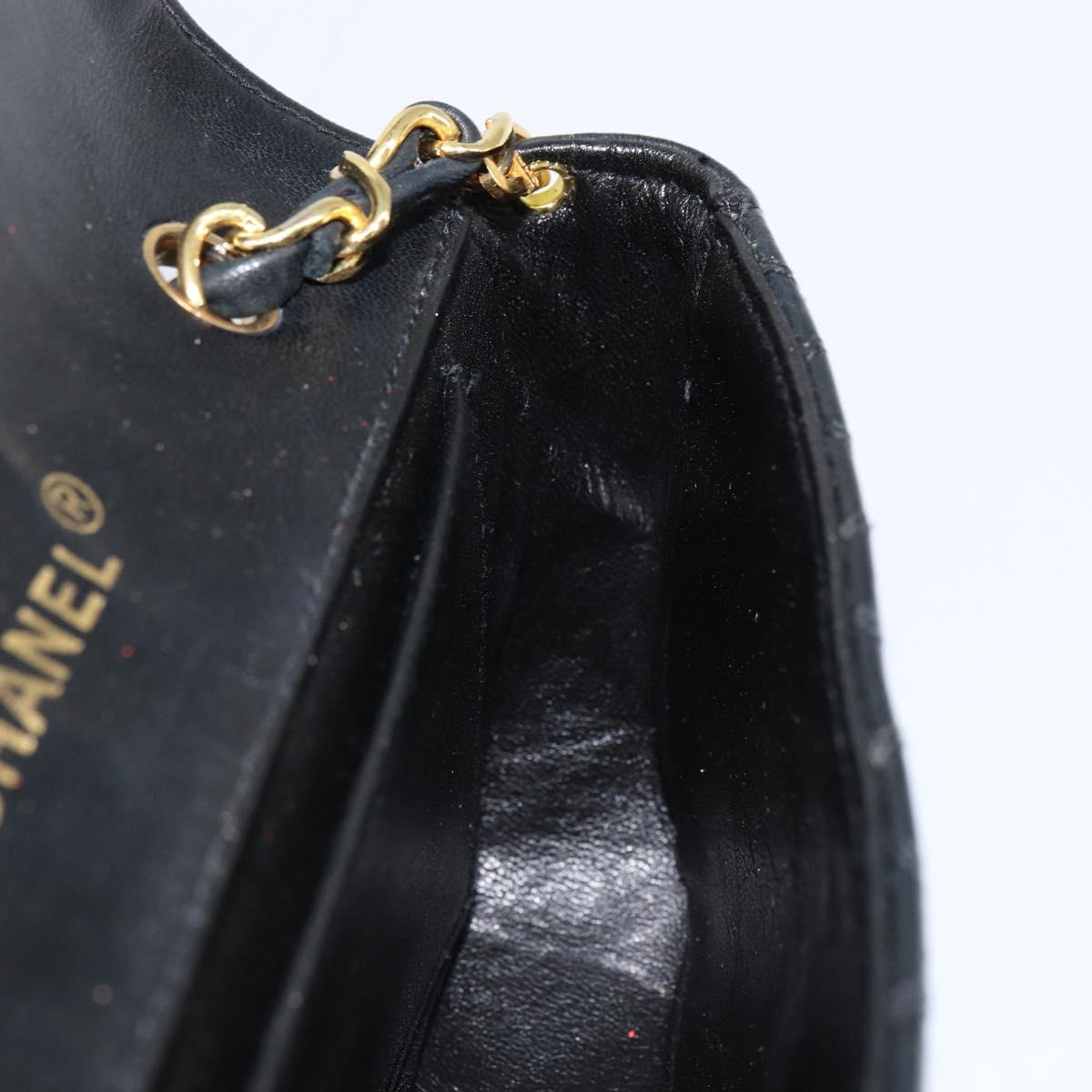 CHANEL Chain Bicolore Shoulder Bag Lamb Skin Black Gold CC Auth bs31401