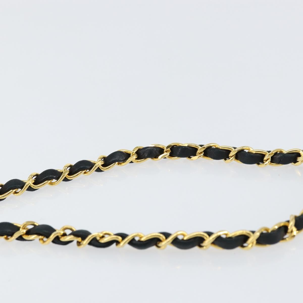 CHANEL Chain Bicolore Shoulder Bag Lamb Skin Black Gold CC Auth bs31401