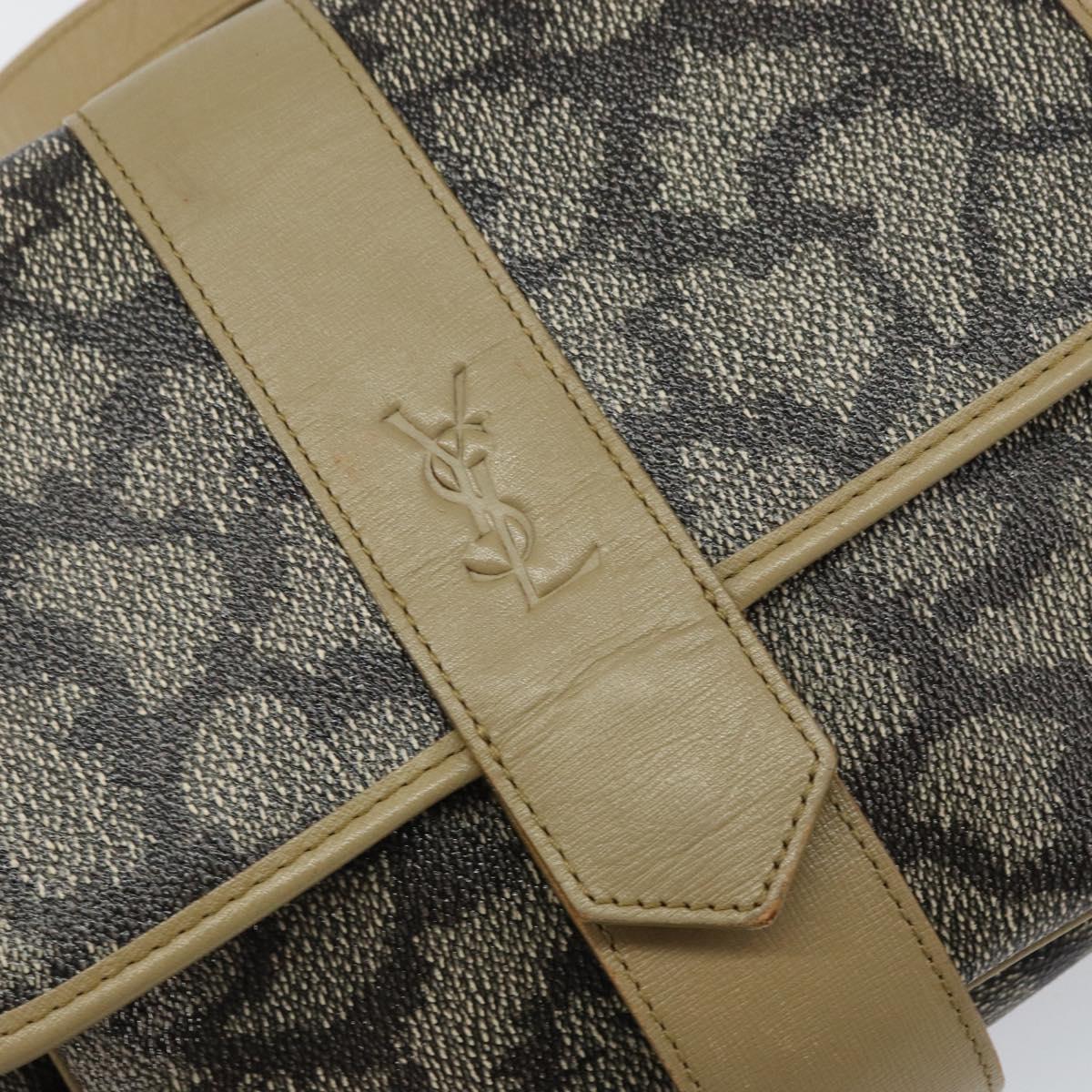 SAINT LAURENT Shoulder Bag PVC Leather Beige Auth bs31402