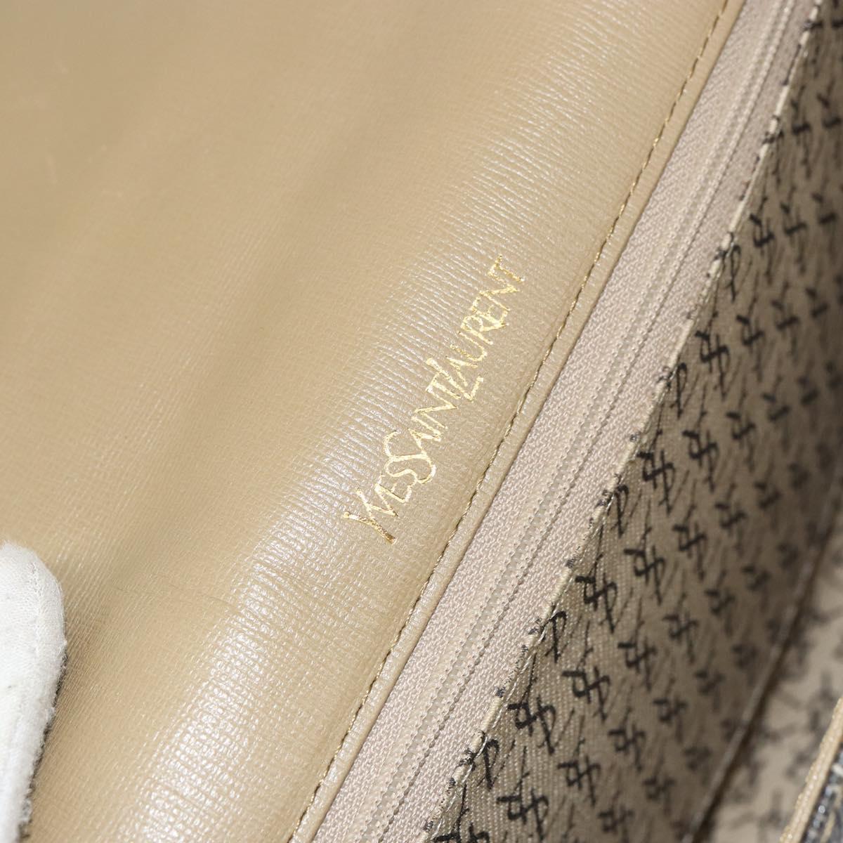 SAINT LAURENT Shoulder Bag PVC Leather Beige Auth bs31402