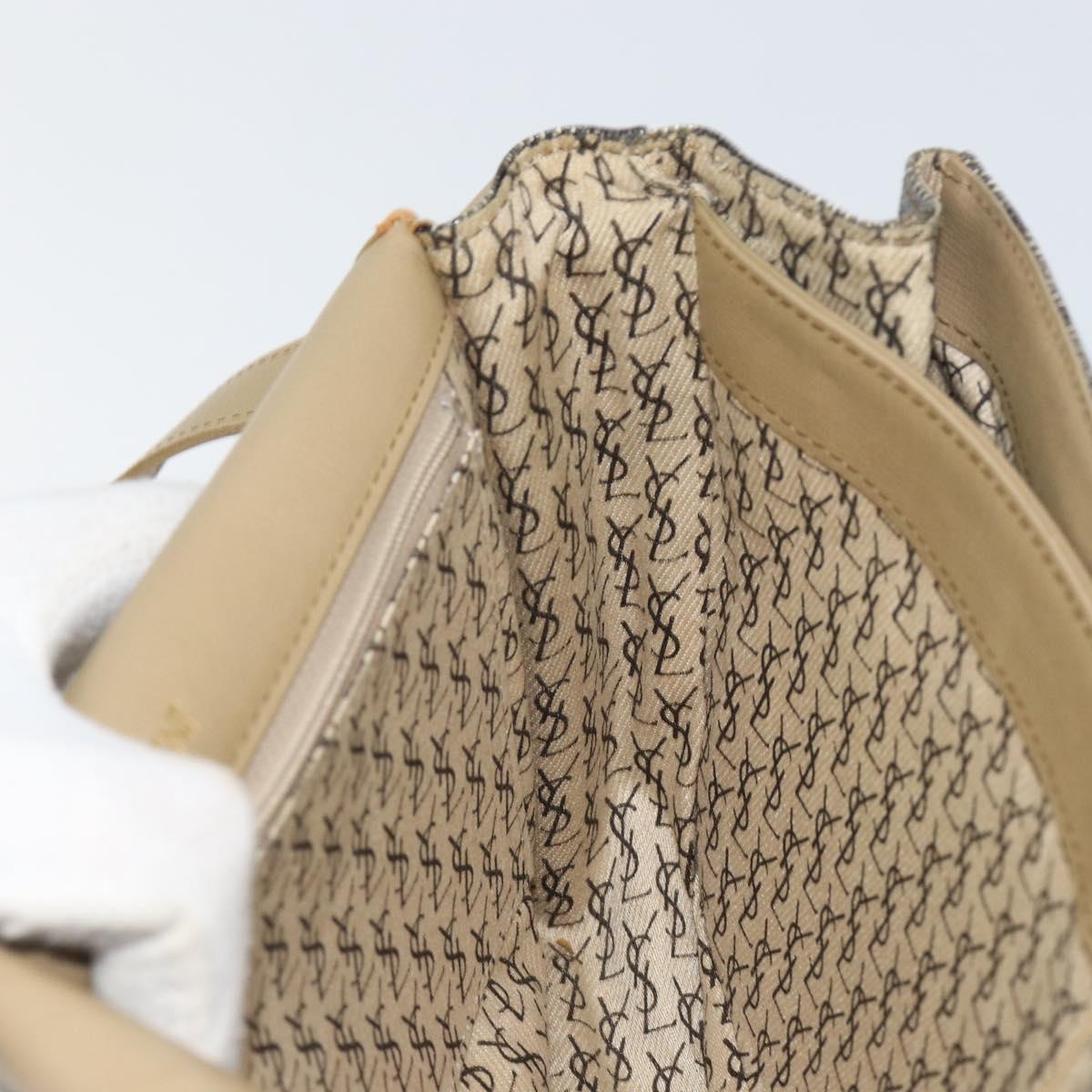 SAINT LAURENT Shoulder Bag PVC Leather Beige Auth bs31402