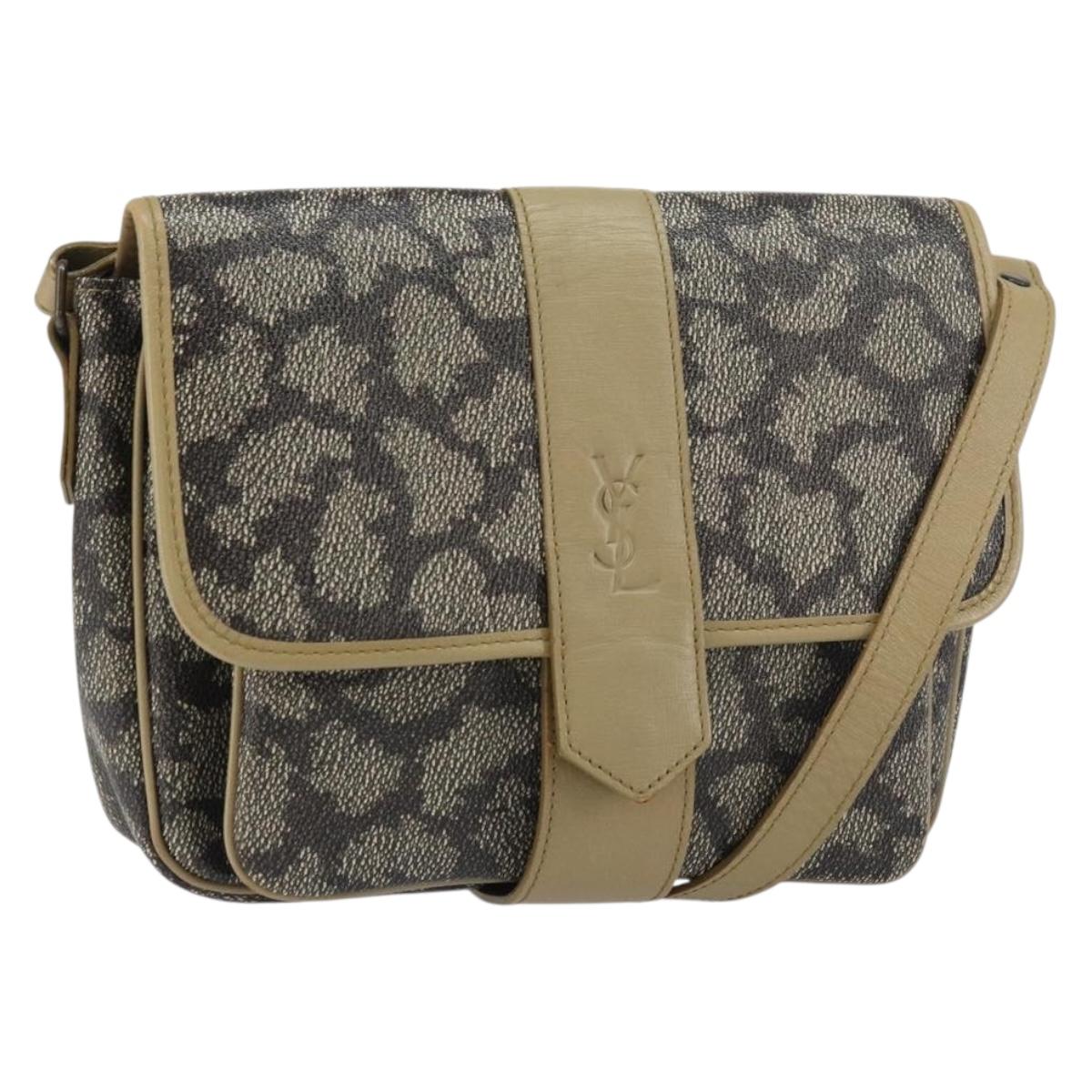 SAINT LAURENT Shoulder Bag PVC Leather Beige Auth bs31402