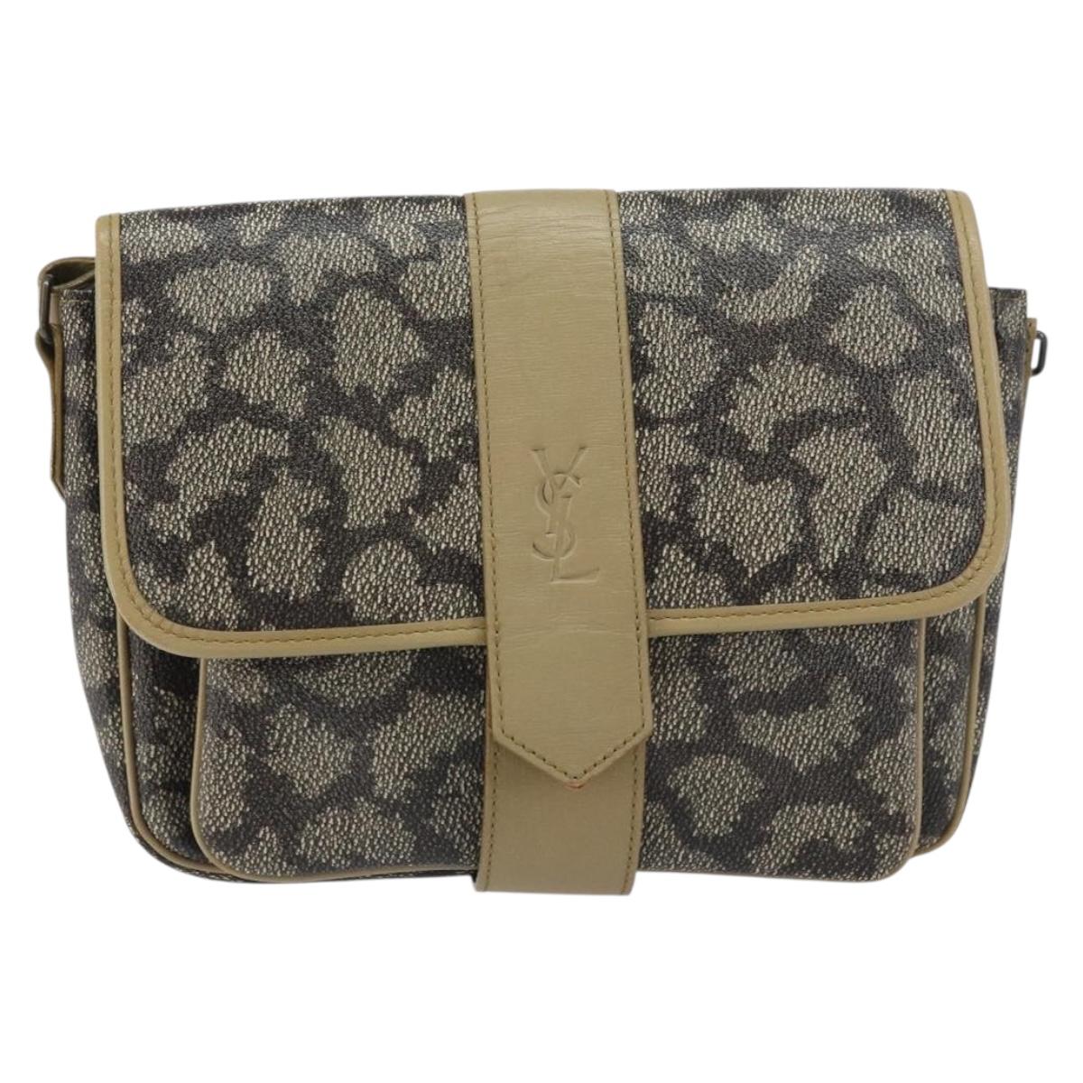 SAINT LAURENT Shoulder Bag PVC Leather Beige Auth bs31402