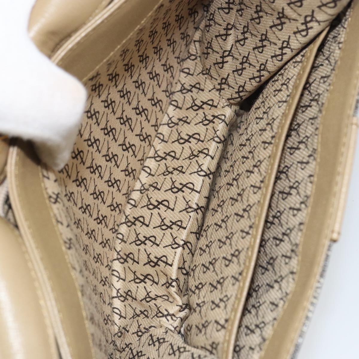 SAINT LAURENT Shoulder Bag PVC Leather Beige Auth bs31402