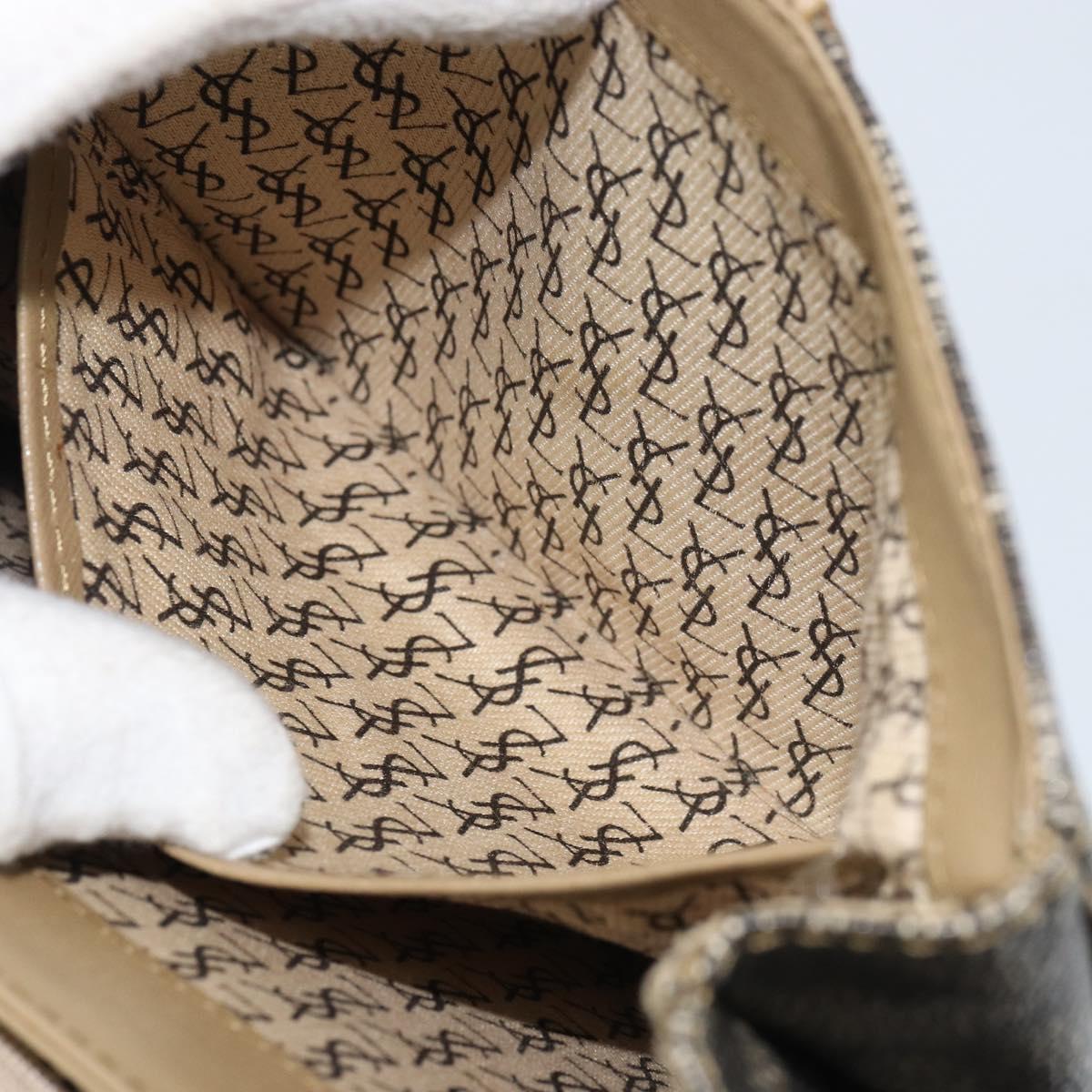 SAINT LAURENT Shoulder Bag PVC Leather Beige Auth bs31402