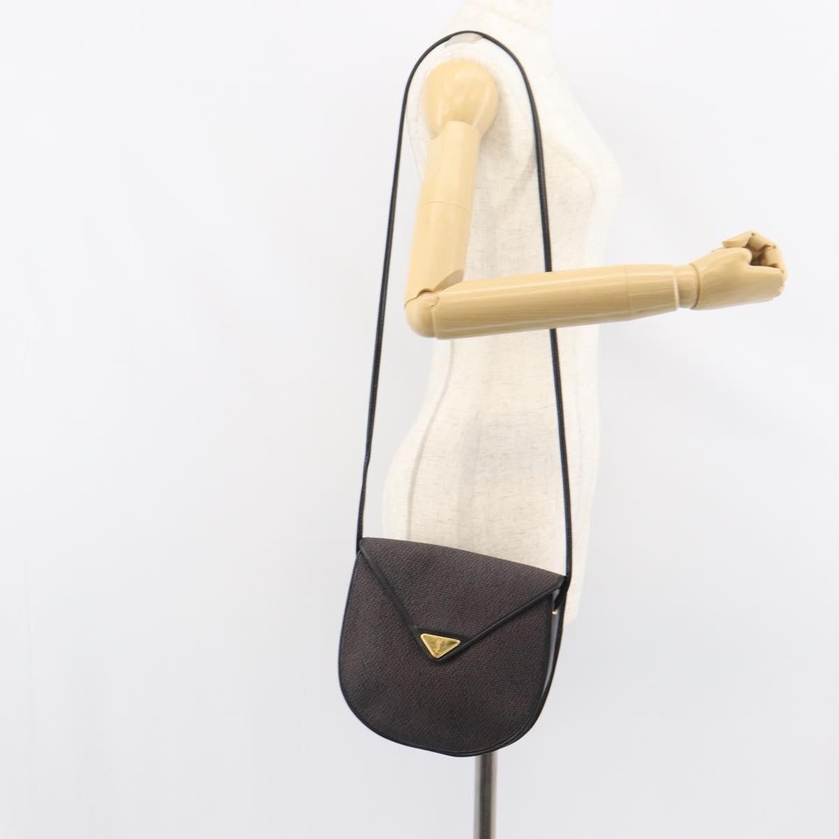 SAINT LAURENT Shoulder Bag PVC Leather Gray Gold Auth bs31403