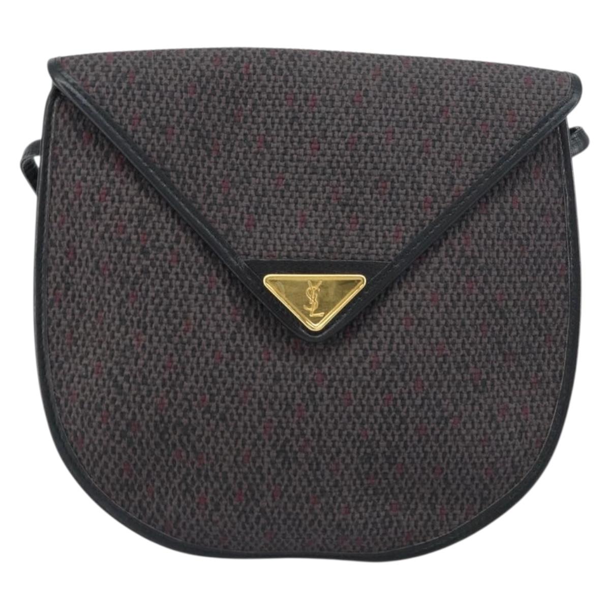 SAINT LAURENT Shoulder Bag PVC Leather Gray Gold Auth bs31403
