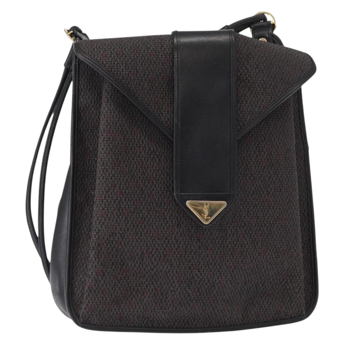 SAINT LAURENT Shoulder Bag PVC Leather Gray Gold Auth bs31404