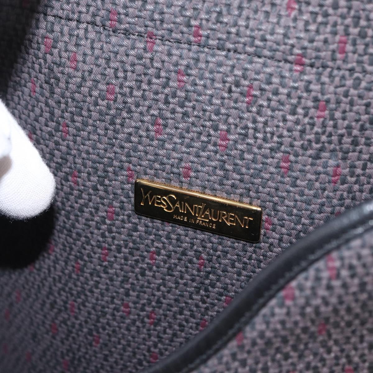 SAINT LAURENT Shoulder Bag PVC Leather Gray Gold Auth bs31404