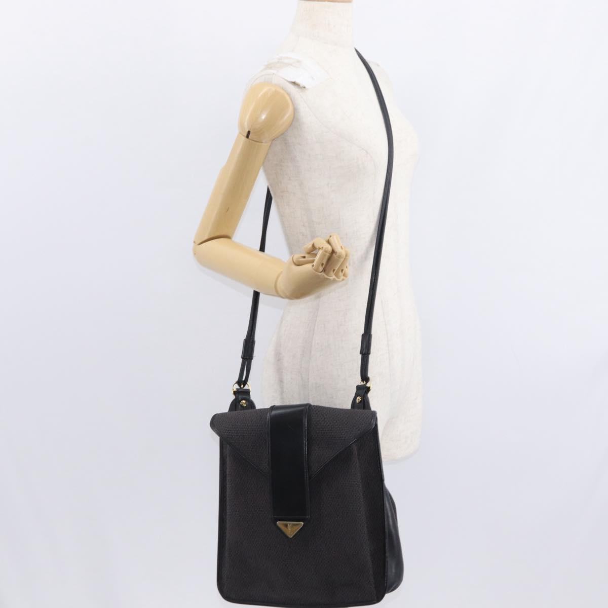 SAINT LAURENT Shoulder Bag PVC Leather Gray Gold Auth bs31404