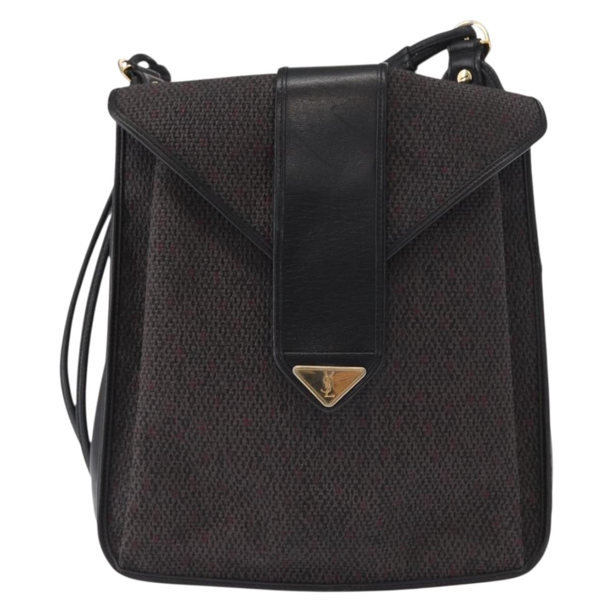 SAINT LAURENT Shoulder Bag PVC Leather Gray Gold Auth bs31404