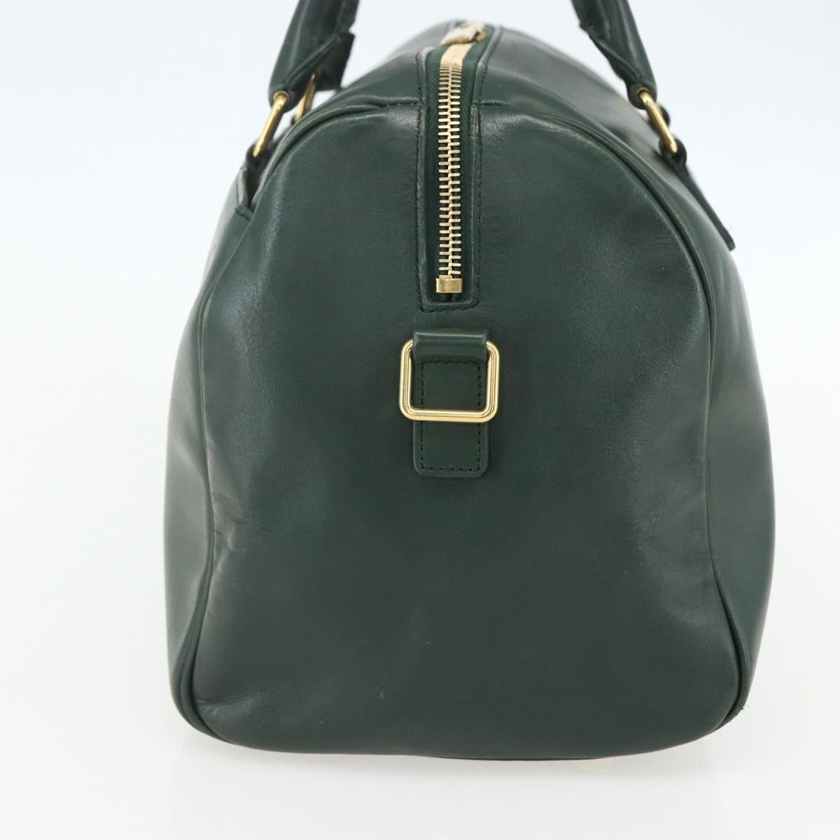SAINT LAURENT Baby Duffel Hand Bag Leather Green Gold 322049 Auth bs31407