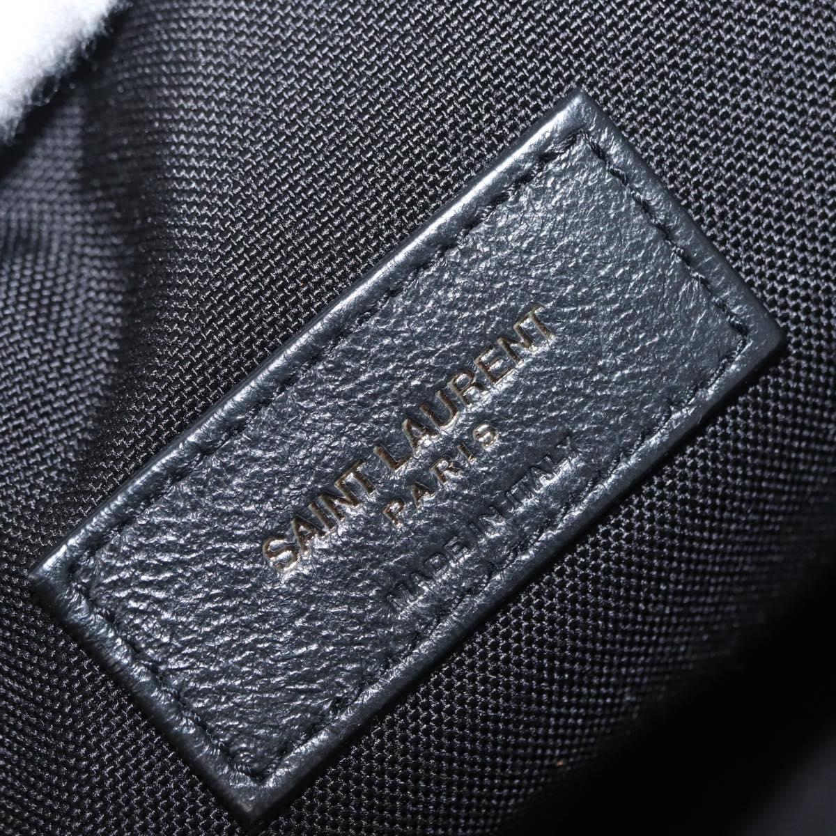 SAINT LAURENT Waist Bag Nylon Black White Auth bs31408