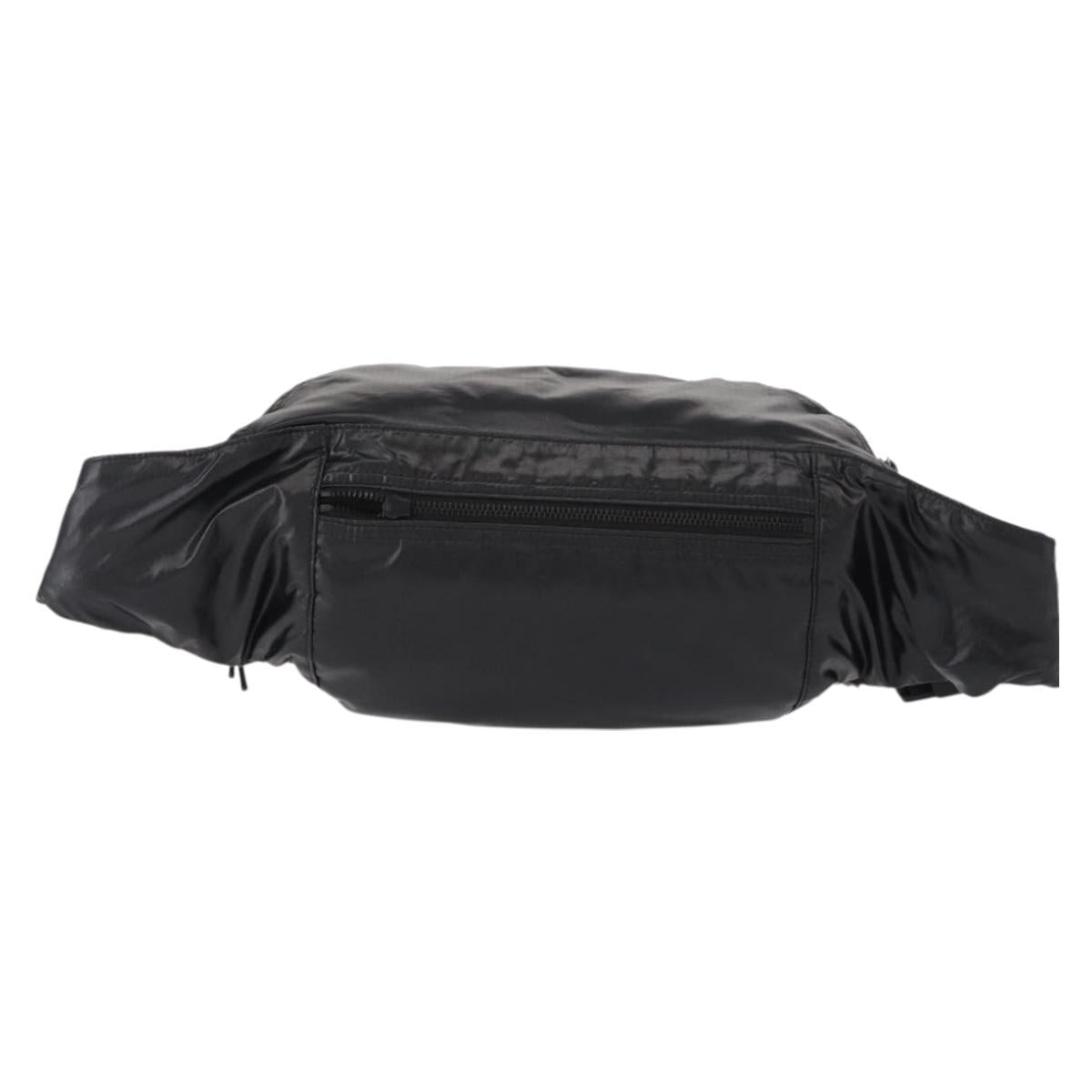 SAINT LAURENT Waist Bag Nylon Black White Auth bs31408