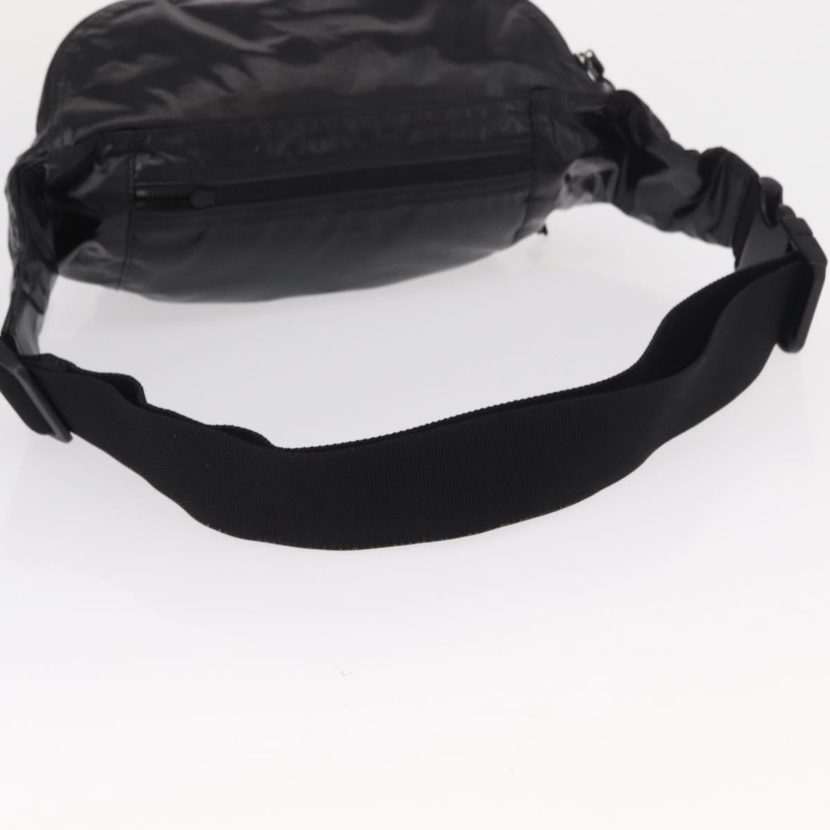 SAINT LAURENT Waist Bag Nylon Black White Auth bs31408