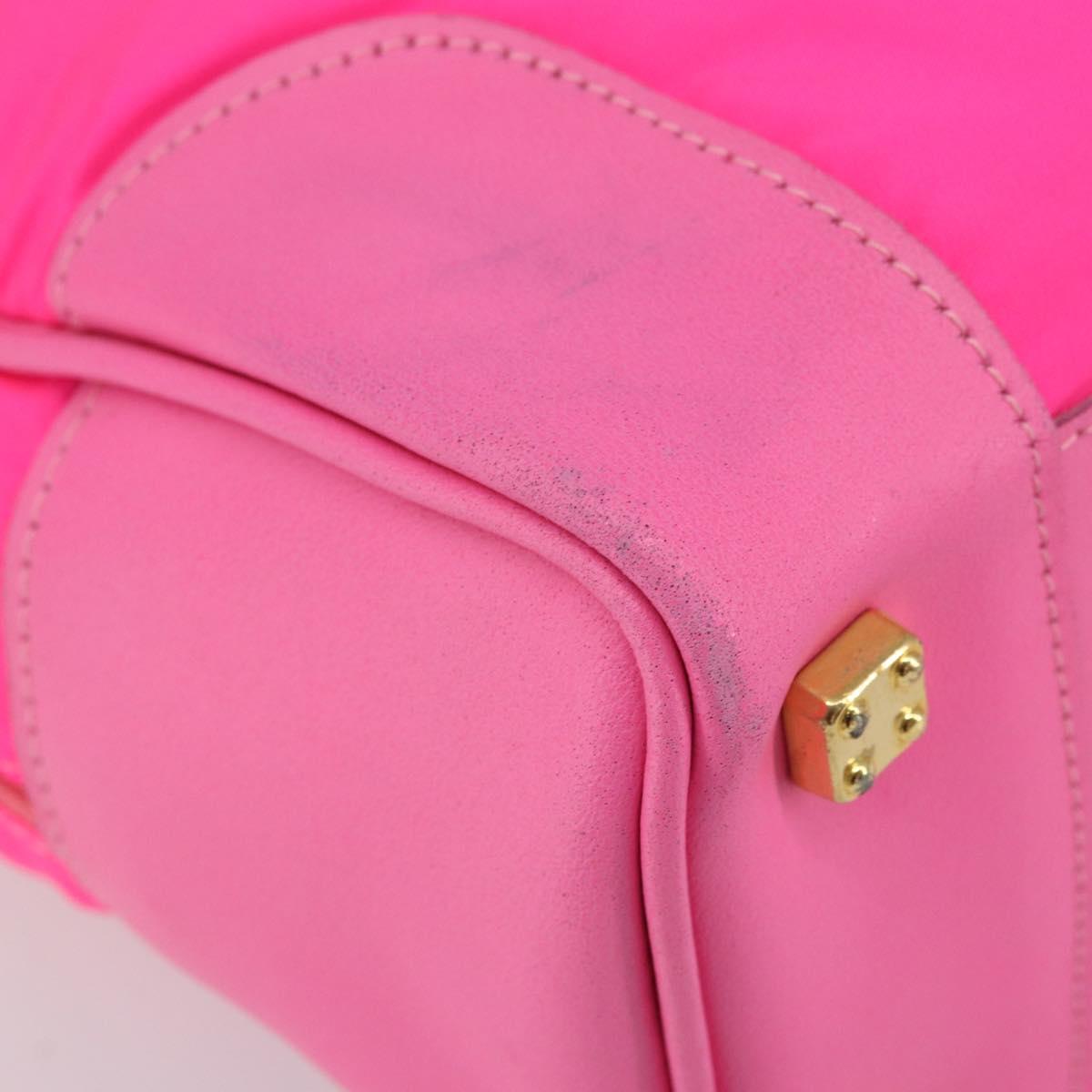 LOEWE Amazona 30 Tote Bag Nylon Leather Pink Gold Auth bs31409