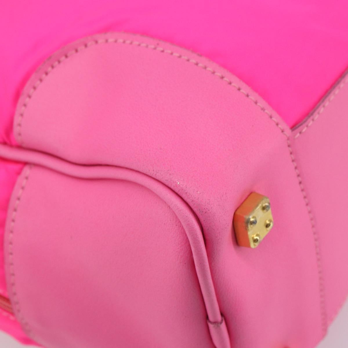 LOEWE Amazona 30 Tote Bag Nylon Leather Pink Gold Auth bs31409