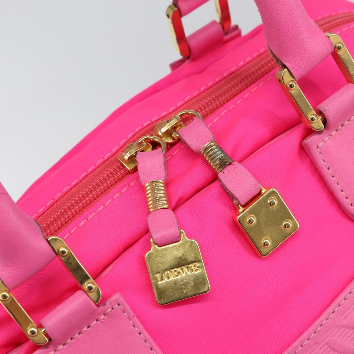 LOEWE Amazona 30 Tote Bag Nylon Leather Pink Gold Auth bs31409
