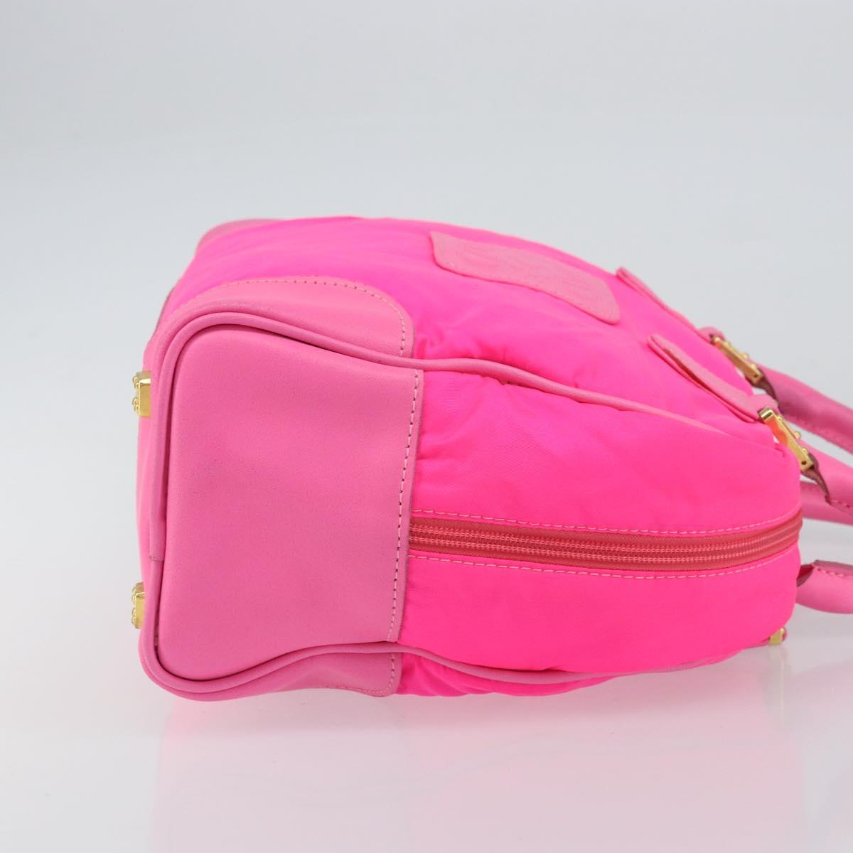 LOEWE Amazona 30 Tote Bag Nylon Leather Pink Gold Auth bs31409