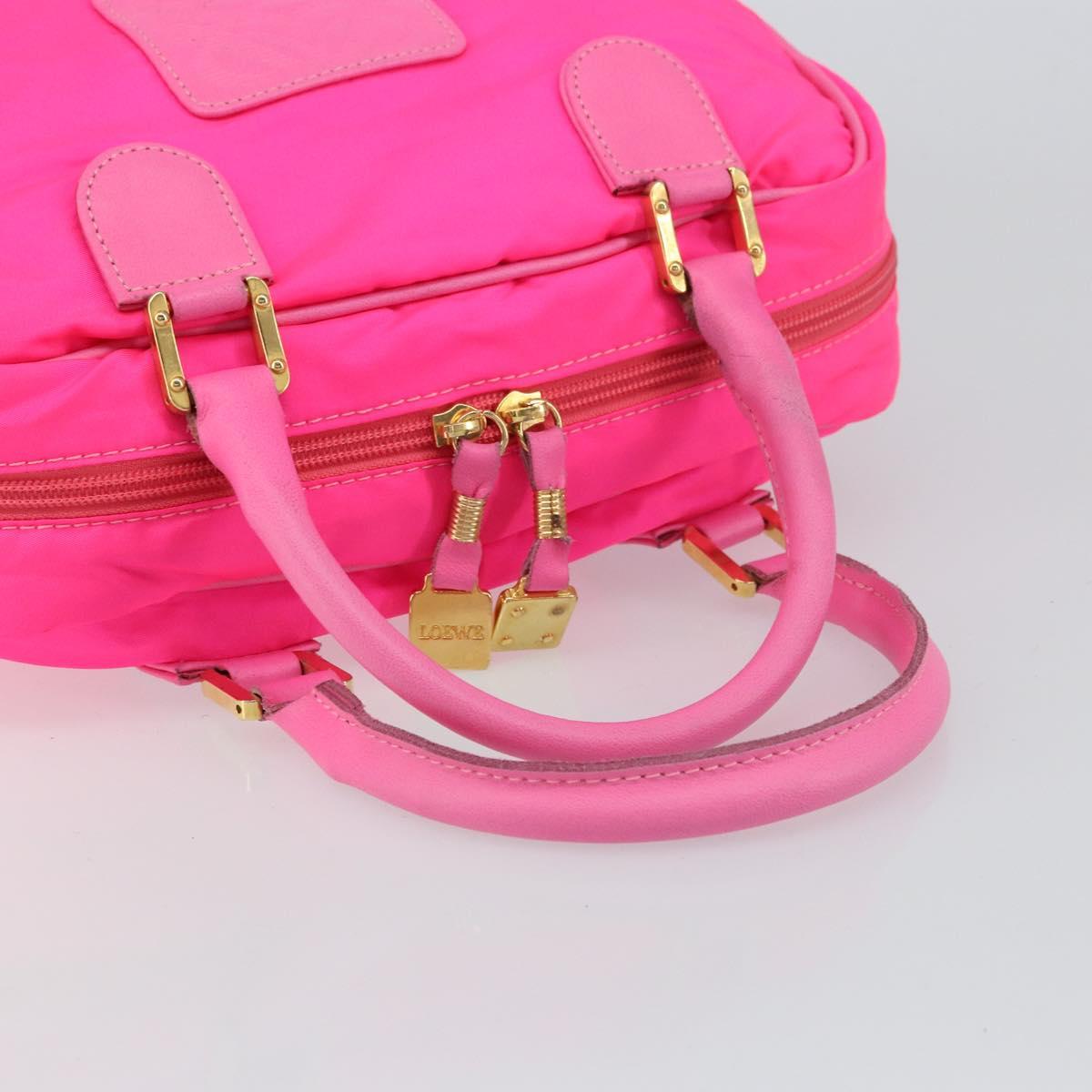 LOEWE Amazona 30 Tote Bag Nylon Leather Pink Gold Auth bs31409