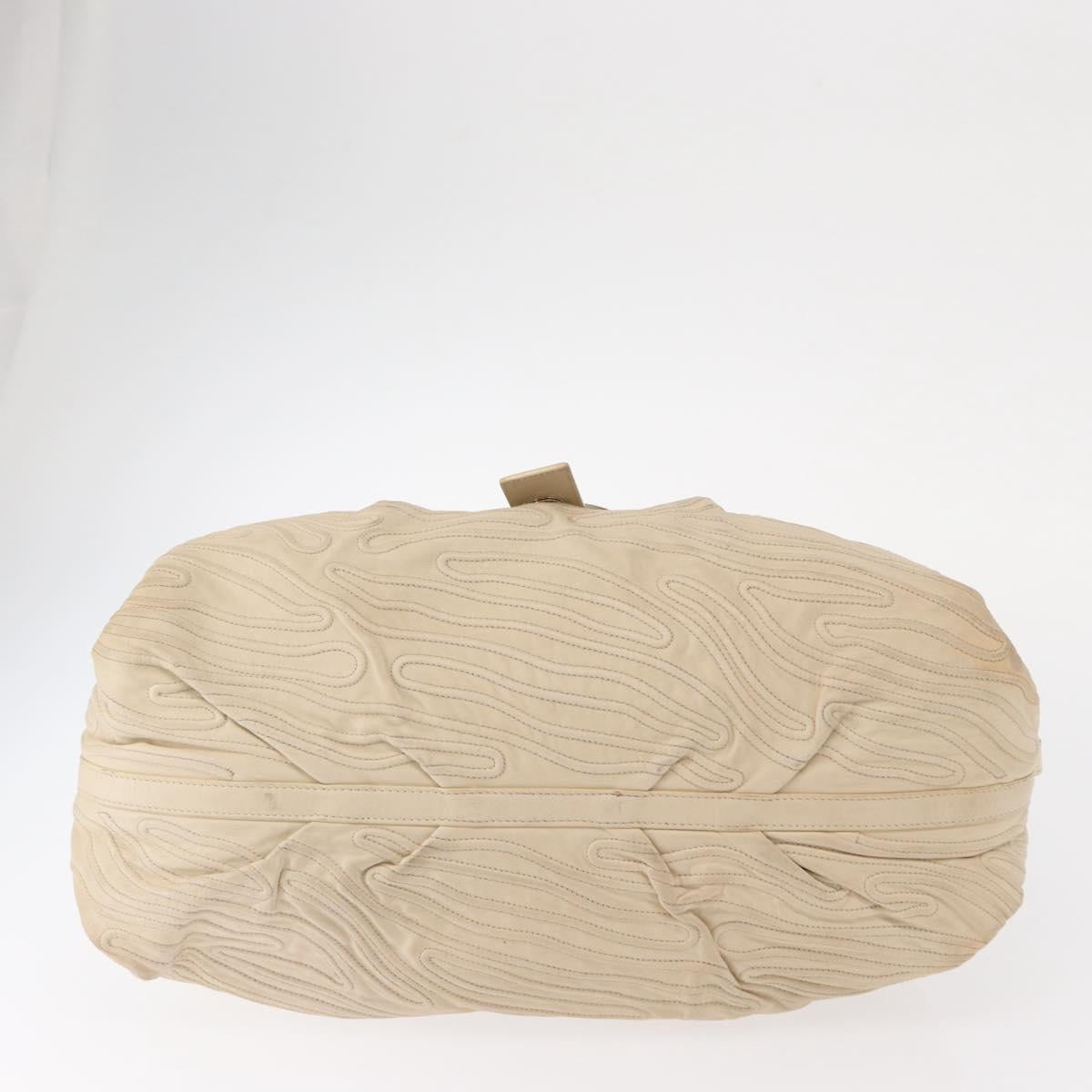 BVLGARI Chandra Hand Bag Leather Canvas Beige Brown Auth bs31410