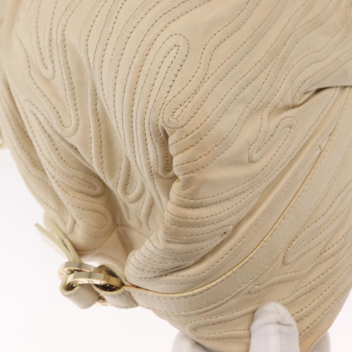 BVLGARI Chandra Hand Bag Leather Canvas Beige Brown Auth bs31410