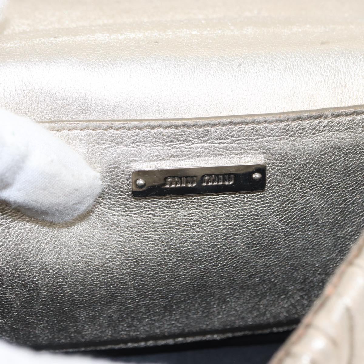 Miu Miu Matelasse Chain Shoulder Bag Leather Champagne Gold Silver Auth bs31411