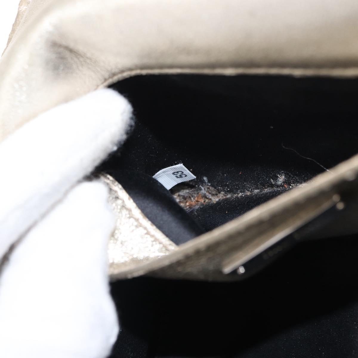 Miu Miu Matelasse Chain Shoulder Bag Leather Champagne Gold Silver Auth bs31411