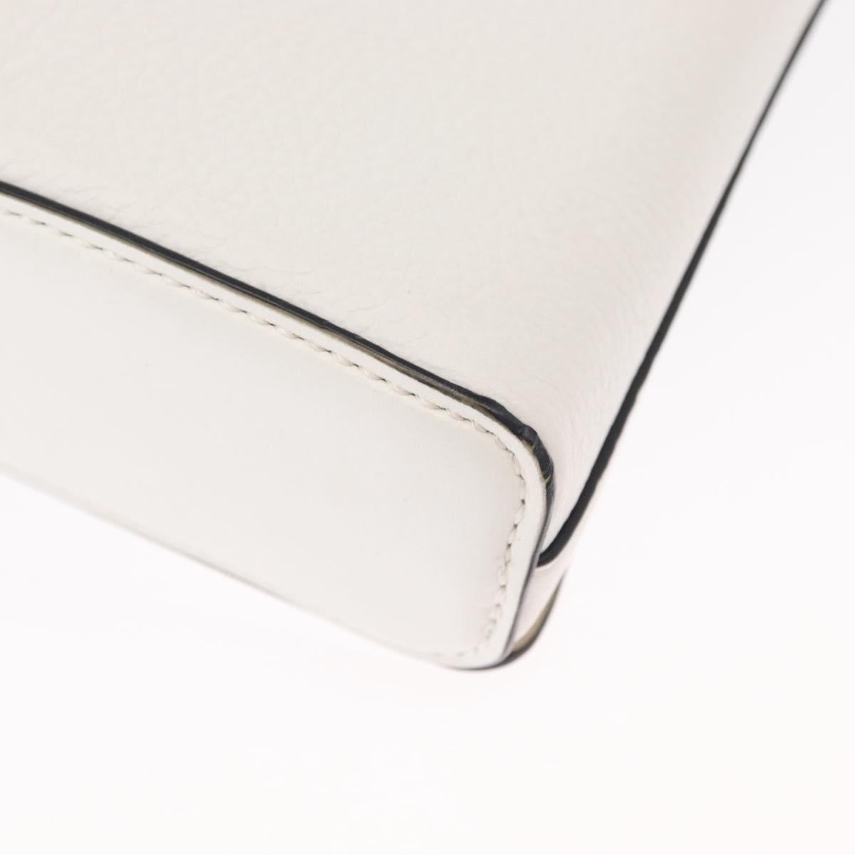 Christian Louboutin Chain Shoulder Bag Leather White Silver Auth bs31412V