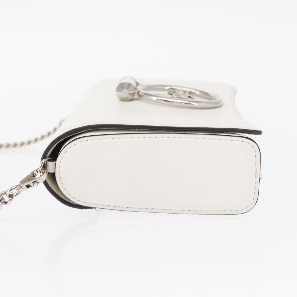 Christian Louboutin Chain Shoulder Bag Leather White Silver Auth bs31412V