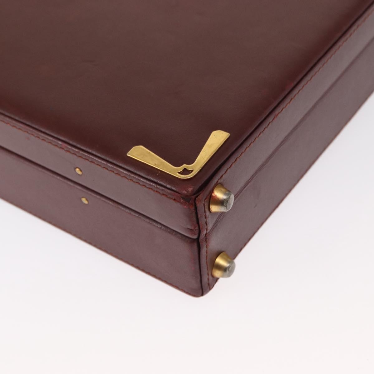 CARTIER Must Line Attache Case Leather Bordeaux Gold Auth bs31413