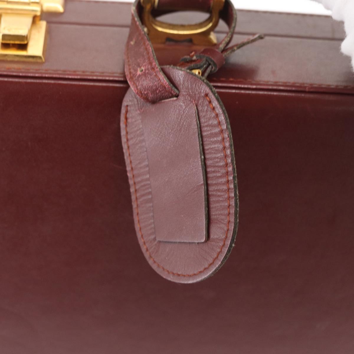 CARTIER Must Line Attache Case Leather Bordeaux Gold Auth bs31413