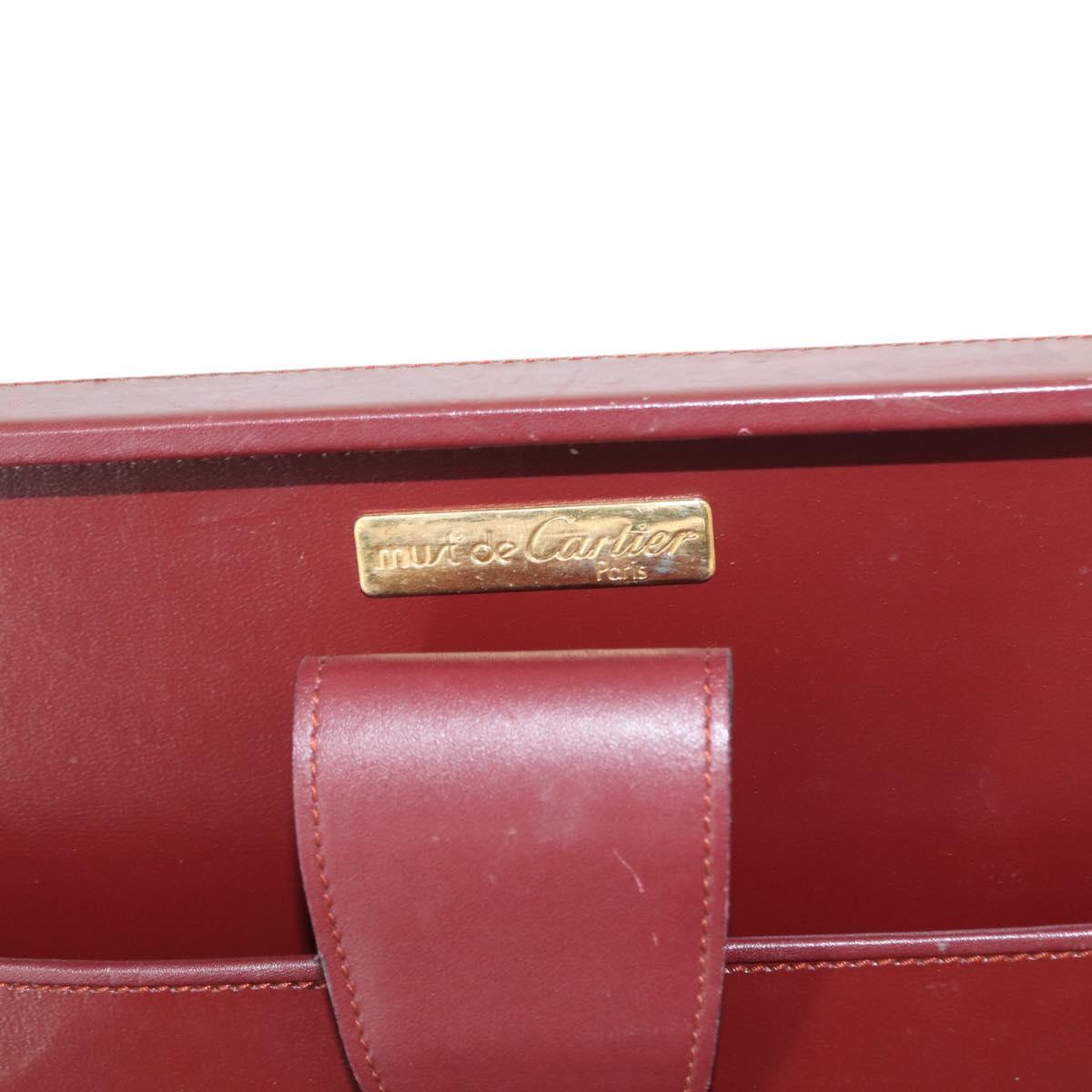 CARTIER Must Line Attache Case Leather Bordeaux Gold Auth bs31413