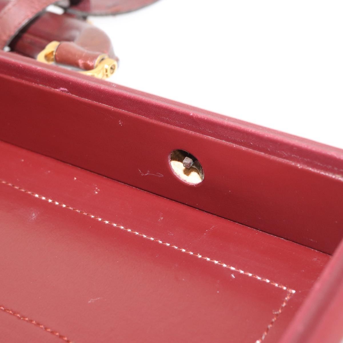 CARTIER Must Line Attache Case Leather Bordeaux Gold Auth bs31413