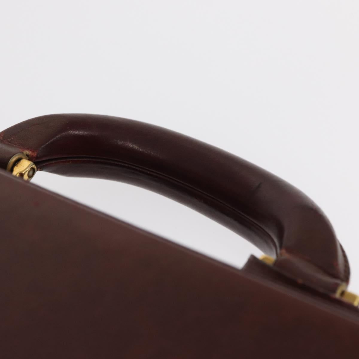 CARTIER Must Line Attache Case Leather Bordeaux Gold Auth bs31413