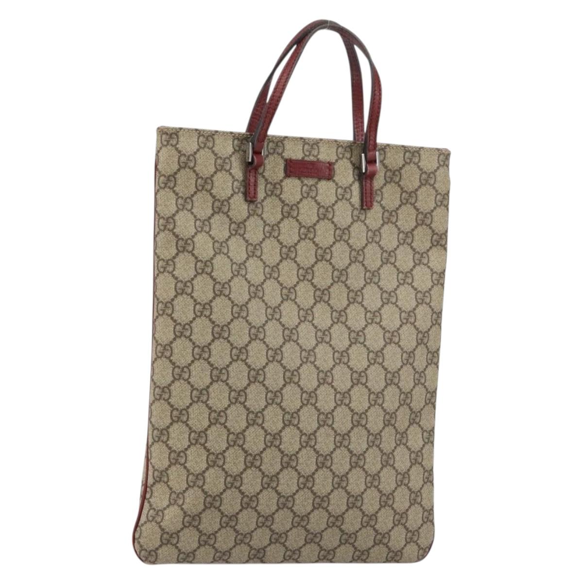 GUCCI GG Supreme Hand Bag PVC Beige Silver 117551 Auth bs31414