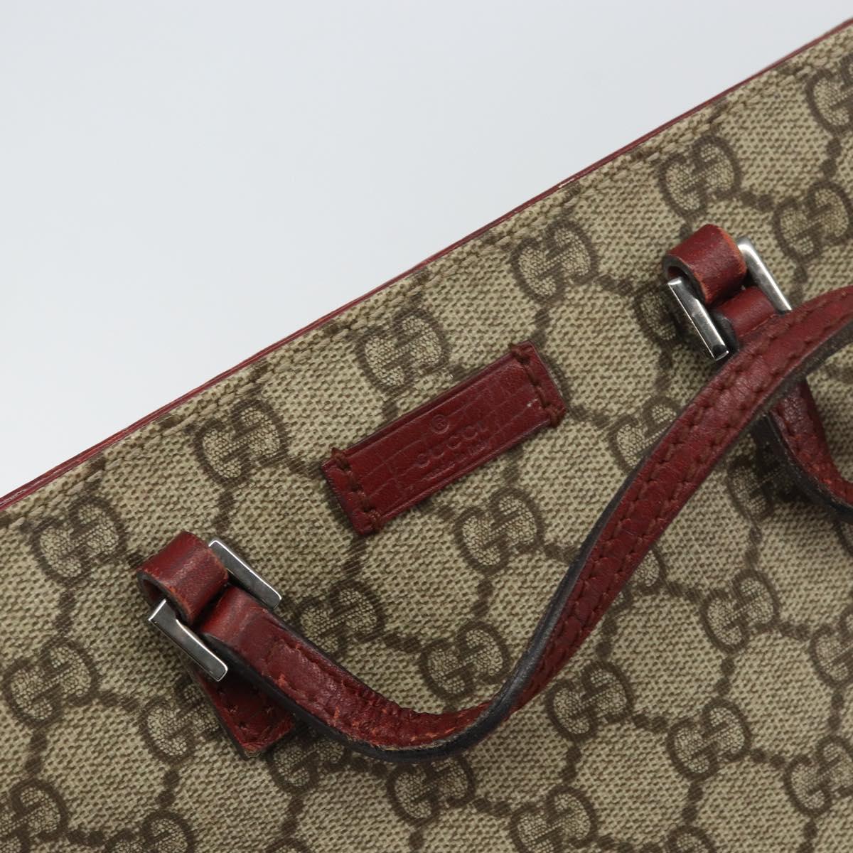 GUCCI GG Supreme Hand Bag PVC Beige Silver 117551 Auth bs31414