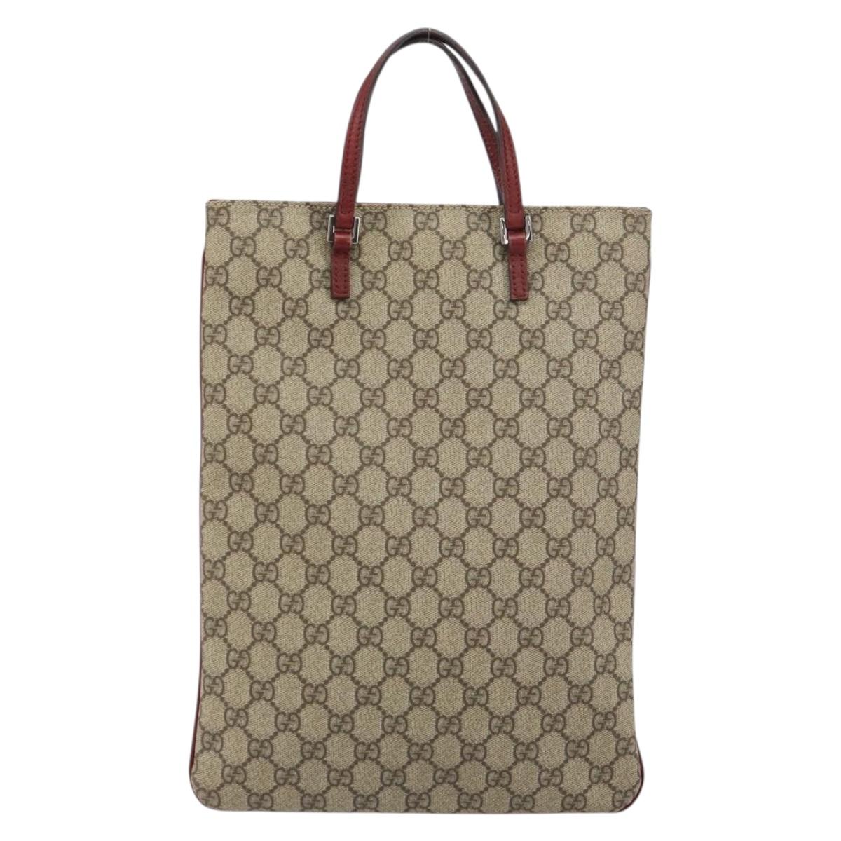 GUCCI GG Supreme Hand Bag PVC Beige Silver 117551 Auth bs31414