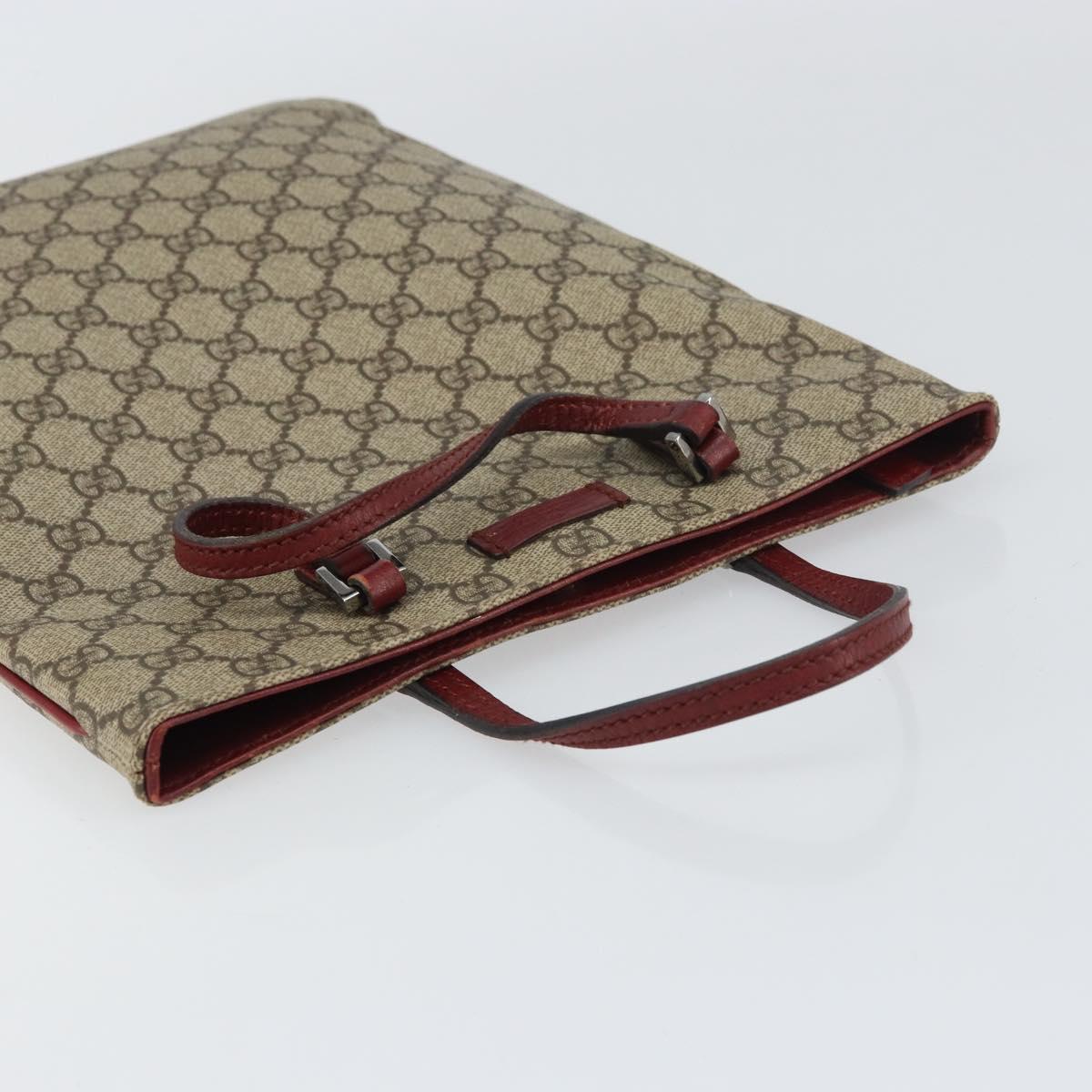 GUCCI GG Supreme Hand Bag PVC Beige Silver 117551 Auth bs31414