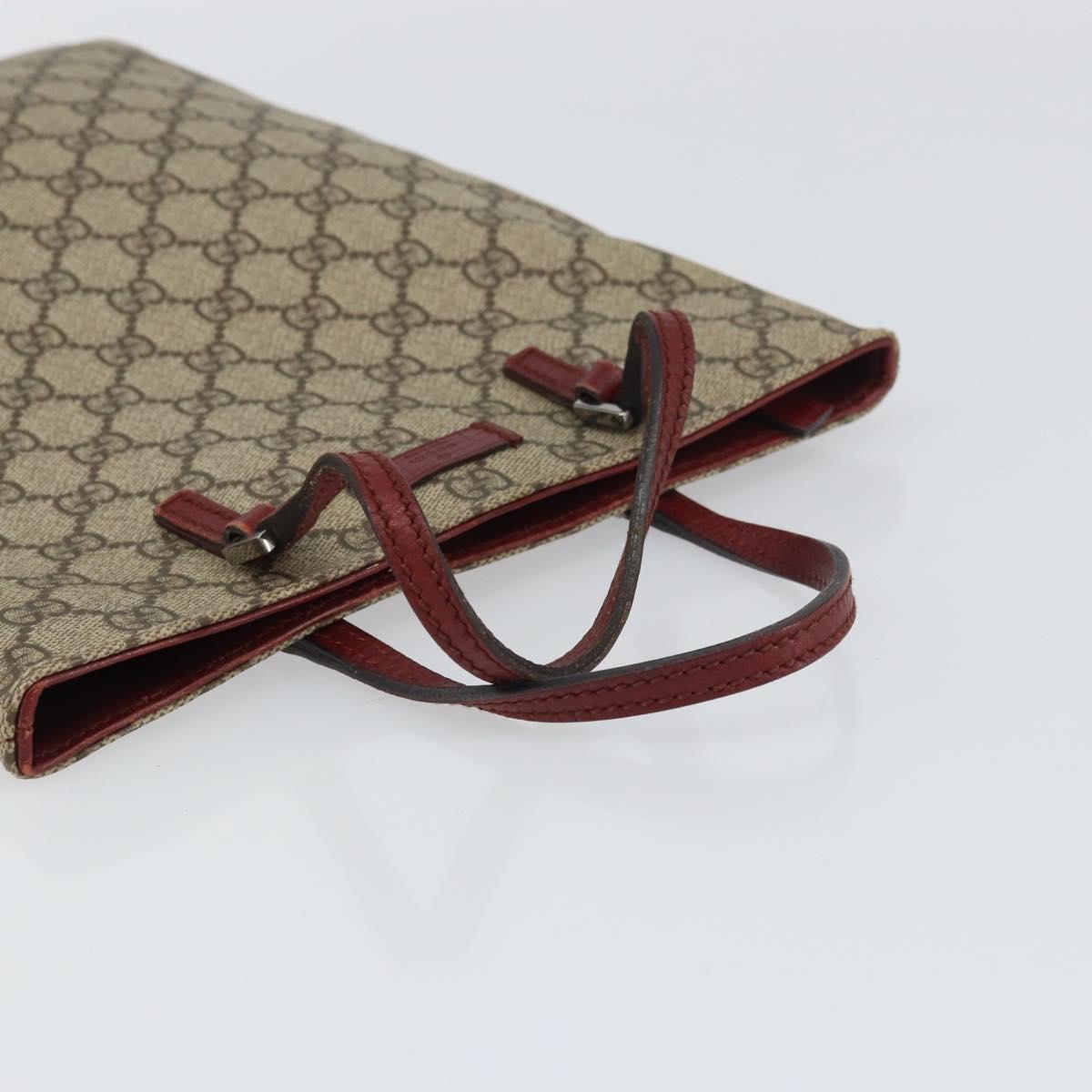 GUCCI GG Supreme Hand Bag PVC Beige Silver 117551 Auth bs31414