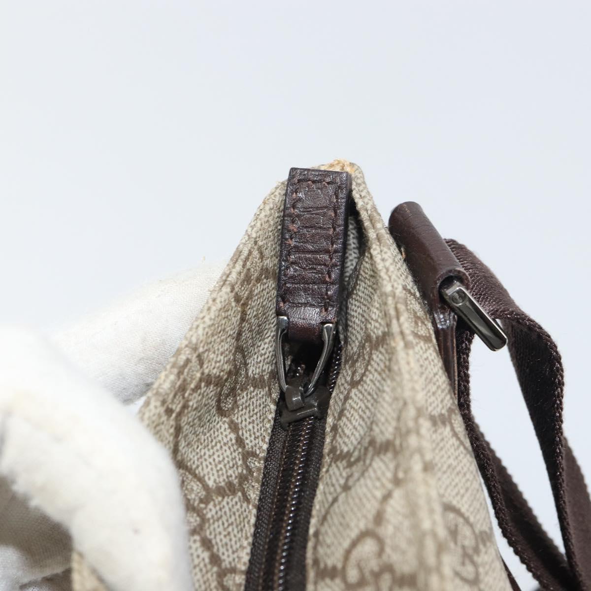 GUCCI GG Supreme Shoulder Bag PVC Beige Silver 141626 Auth bs31415