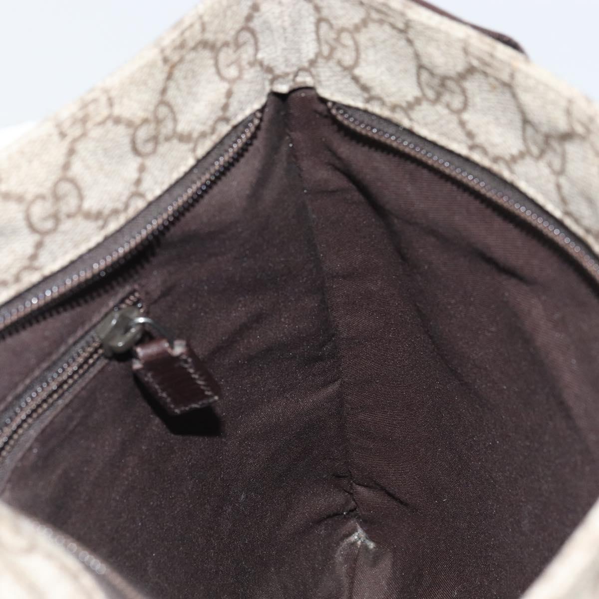 GUCCI GG Supreme Shoulder Bag PVC Beige Silver 141626 Auth bs31415