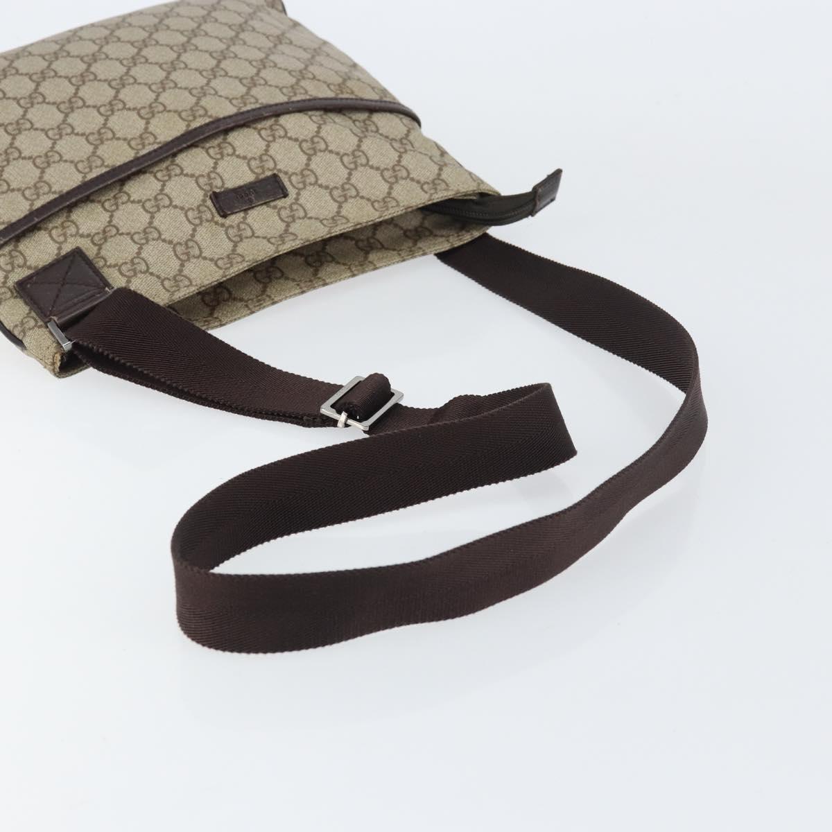 GUCCI GG Supreme Shoulder Bag PVC Beige Silver 141626 Auth bs31415