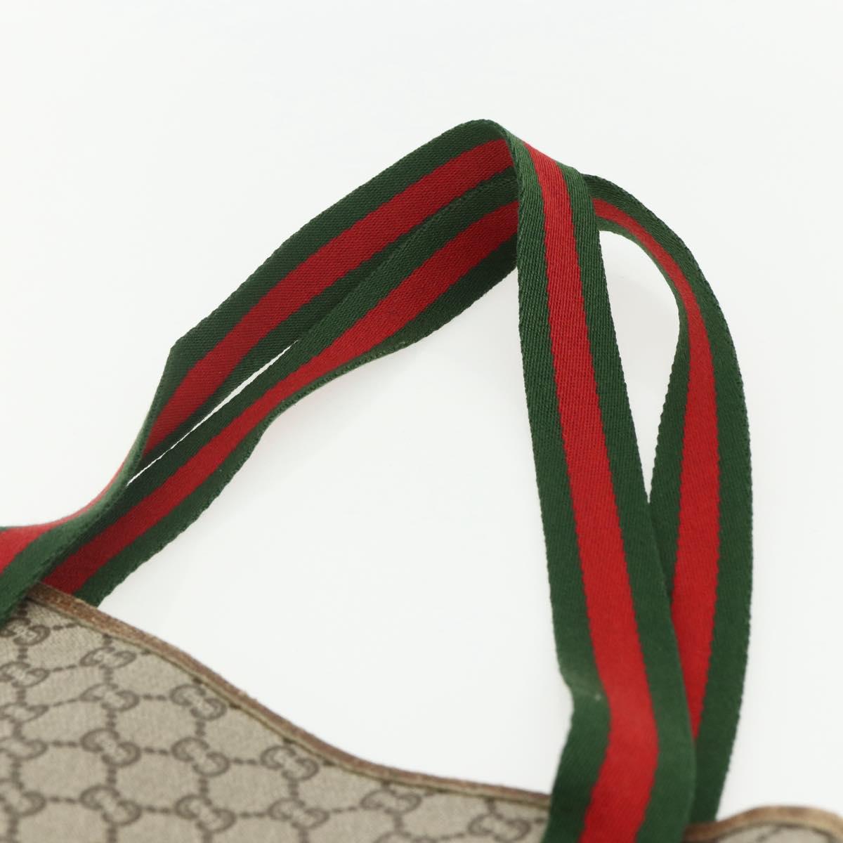 GUCCI GG Plus Supreme Web Sherry Line Tote Bag PVC Beige Red Auth bs31416