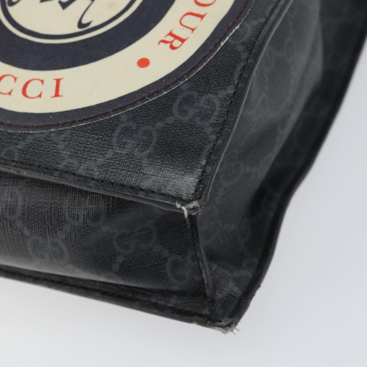 GUCCI GG Supreme Courier Tote Bag PVC Black Silver 495559 Auth bs31418