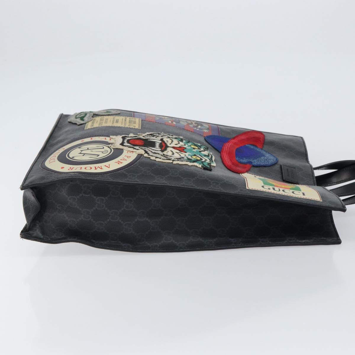 GUCCI GG Supreme Courier Tote Bag PVC Black Silver 495559 Auth bs31418