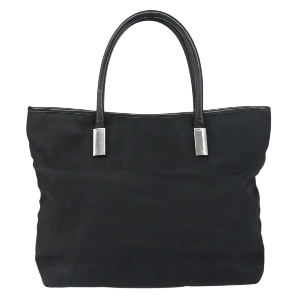 GUCCI Hand Bag Nylon Black Silver 002 2123 0457 Auth bs31419