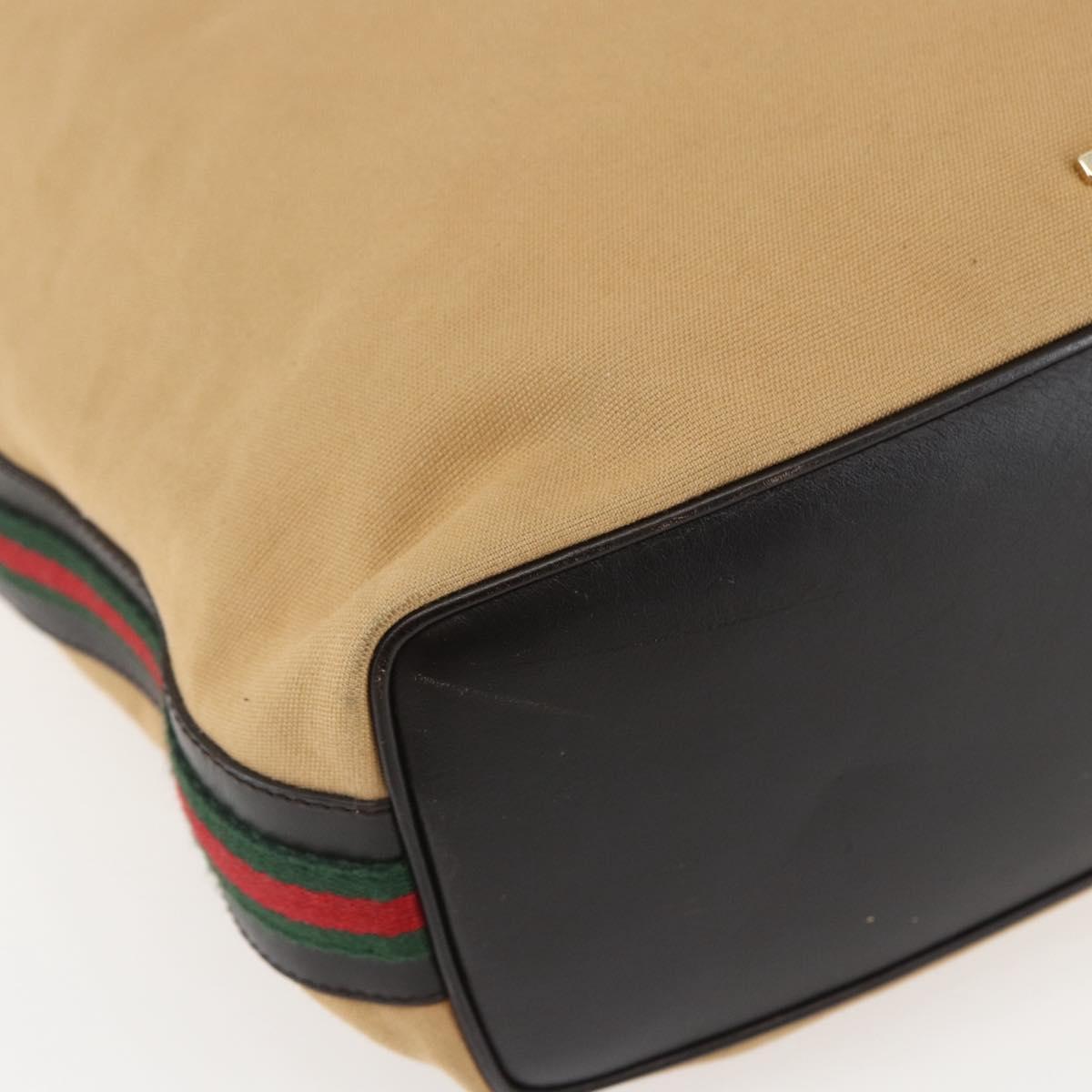 GUCCI GG Canvas Web Sherry Line Bag Beige Brown gold 001 4287 Auth bs31420