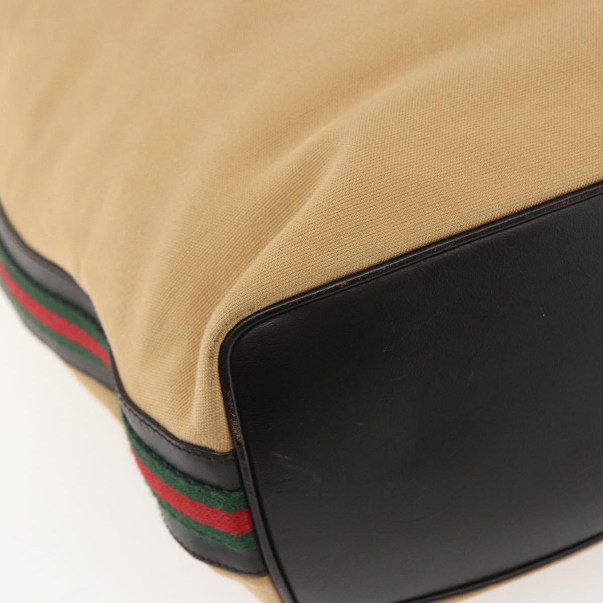 GUCCI GG Canvas Web Sherry Line Bag Beige Brown gold 001 4287 Auth bs31420