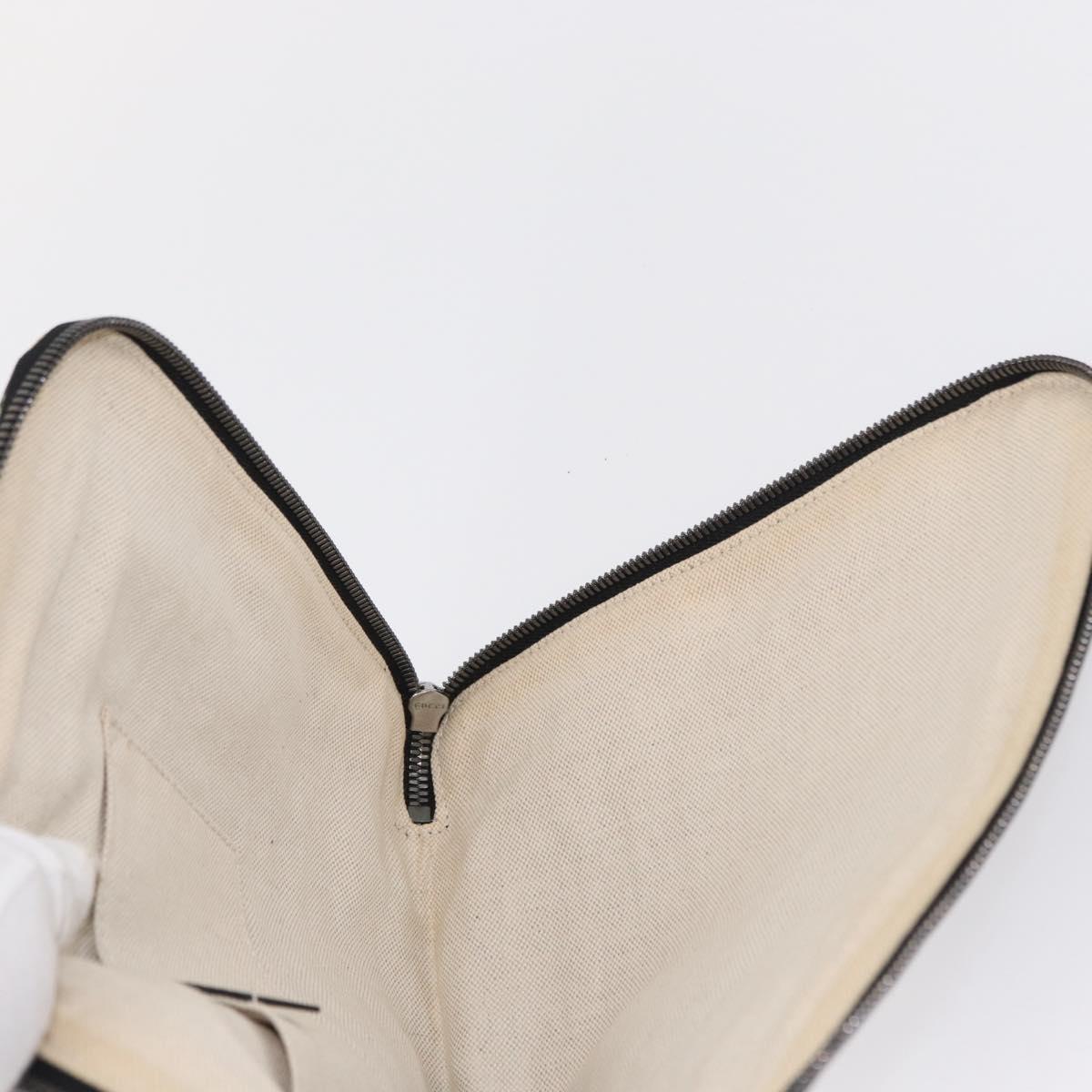 GUCCI Clutch Bag Canvas Black Silver 353480 Auth bs31421